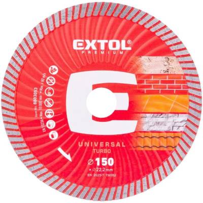 Kotouč diamantový řezný, turbo - suché i mokré řezání, O 150x22,2x2,4mm, EXTOL PREMIUM 8803053