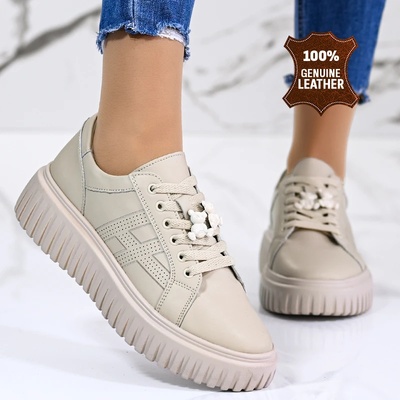 Обувки естествена кожа W595004 Beige