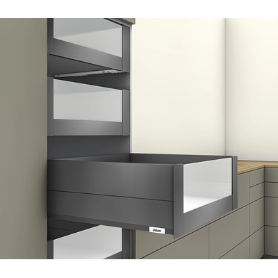 Blum K-Blum Merivobox zásuvka E reling 270 mm/40 kg tmavosivá OG, vnútorný sklo