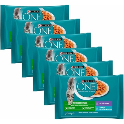 Purina ONE Indoor tuniak teľacie v šťave 24 x 85 g