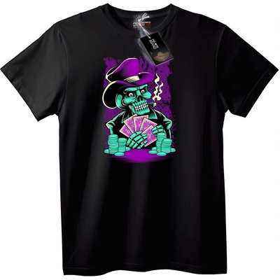 NOONEBRAND Тениска с Skull и карти - L, White