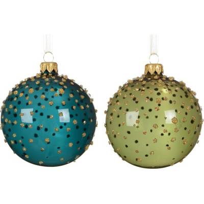 Decoris NENURODYTA_V Vánoční hračka na stromeček Dots, průhledná/modrá/zelená