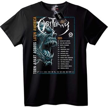NOONEBRAND Тениска OBITUARY Разкъсан Латинска Америка Турне 2025 - M, Black