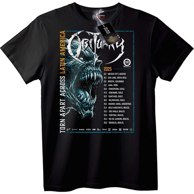 NOONEBRAND Тениска OBITUARY Разкъсан Латинска Америка Турне 2025 - M, Black