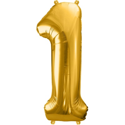 PartyDeco Fóliový balónek číslo 1 zlatý 86 cm