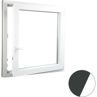 Aluplast Plastové okno jednokřídlo antracit/bílé 800 x 800 mm Pravé, Dvojsklo Ug= 1,1