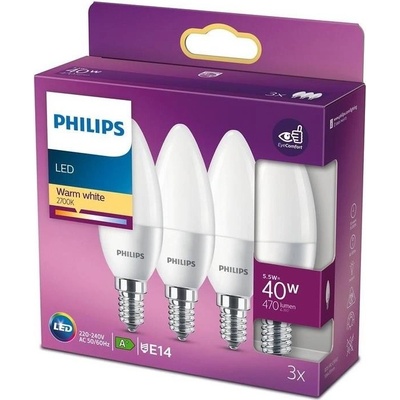 Philips SADA 3x LED žárovka B35 E14/5,5W/230V 2700K P5399