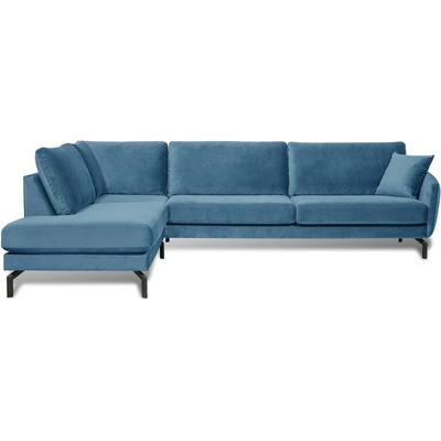 Scandic Ъглов диван от синьо кадифе (ляв ъгъл) Magic - Scandic (16558SN-dblue)