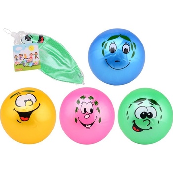 Míč 23cm smajlík asst 7 druhů v síťce
