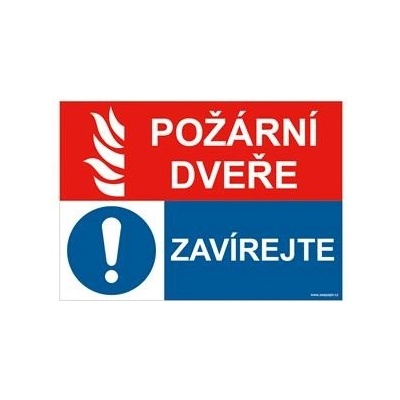 POŽÁRNÍ DVEŘE, ZAVÍREJTE, KOMBINACE, samolepka 210 x 148 mm