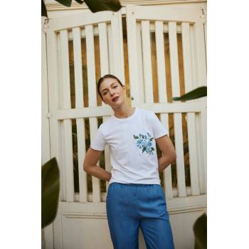 Moodo Блуза с джоб и печат бяла Moodo Moodo | Byal | ЖЕНИ | XXL