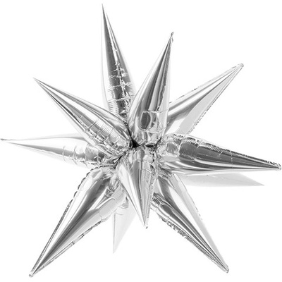 Party Deco Фолиев Балон 3d Звезда - Сребрист, 70см