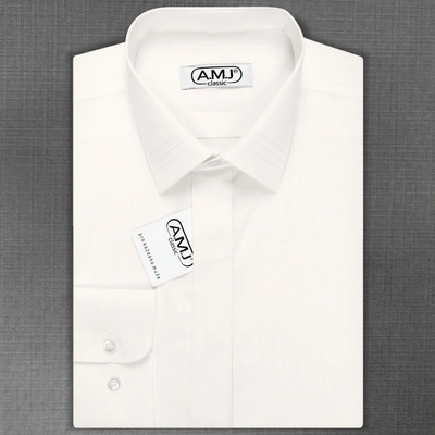 AMJ pánská košile dlouhý rukáv slim fit JDSA016SKL smetanová