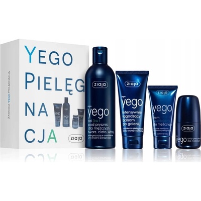Ziaja Men (Yego) sprchový gel 3v1 300 ml + hydratační krém SPF6 50 ml + balzám po holení 75 ml + antiperspirant 60 ml dárková sada