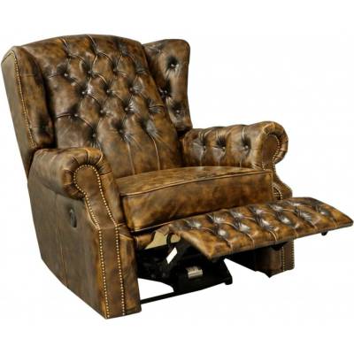 indickynabytek elektrické polohovací Chesterfield Stunning z pravé hovězí kůže whisky