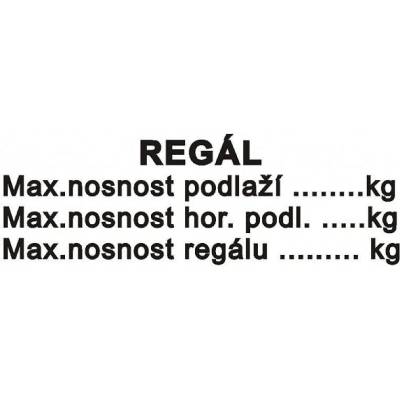 Tabulka Nosnost regálu, 100x30mm, samolepka - T DT038c041