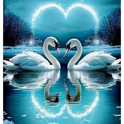 Norimpex - Puzzle Diamant painting: Swans in love 30x40cm - 1 - 39 piese