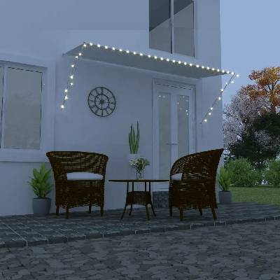 Dekorhome Zatahovací markýza s LED světlem 300x150 cm Krémová
