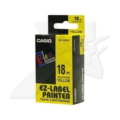 CASIO originální páska do tiskárny štítků, CASIO XR-18YW1, černý tisk/žlutý podklad, nela (XR-18YW1)