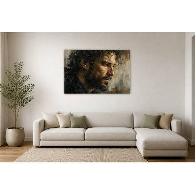 Obraz na plátně – Mužský portrét v expresivních tazích 135 × 90 cm
