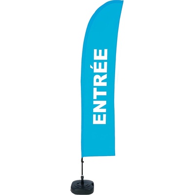Jansen Display Beach Flag Budget Wind Complete Set Entrance Blue French, 1010 x 4305 mm