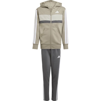 adidas chlapčenská súprava 3 STRIPES TIBERIO tmavo sivá khaki biela