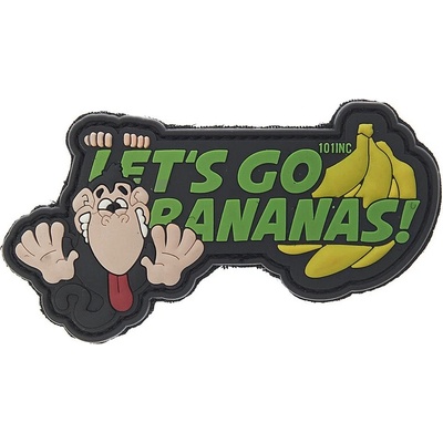 Gumová nášivka 101 Inc nápis Lets Go Bananas - zelená