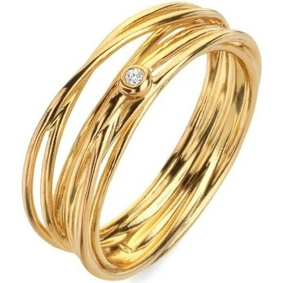 Hot Diamonds Pozlátený prsteň s prírodným diamantom String DR326