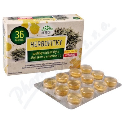 Herbofit Herbofitky s island.lišej.a vit.C bez cukru 36 pastiliek