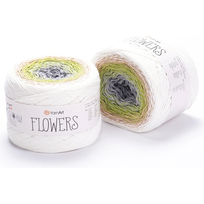 Yarn Art příze Flowers 274 šedá, zelená, béžová, krémová