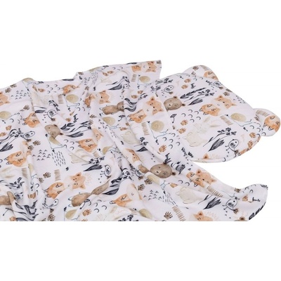 Baby Nellys Bambusová 2D sada do postieľky dečka + vankúšik Bamboo Happy Animals biela
