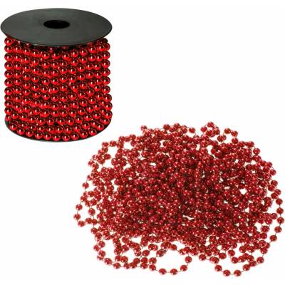 SPRINGOS Vánoční řetěz Girlanda s korálky 10m 8mm červená CA0057-XG