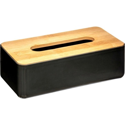 5five Simply Smart Box na kapesníky Natureo Black, 26x9x13 cm, černá/s dřevěnými prvky