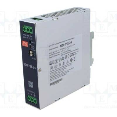 MEAN WELL XDR-75E-24 Napájecí zdroj: spínaný; na lištu DIN; 75W; 24VDC; 0÷3,2A; OUT: 1