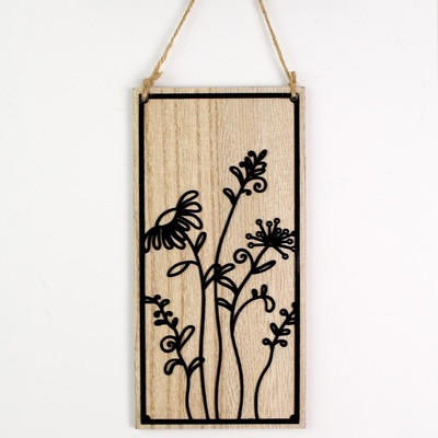 AKCIA! ZÁVES OBRAZ DREVO/KOV 20x0,5x10CM NATUR