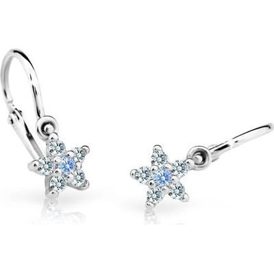 Danfil dětské náušnice hvězdičky C2118 z bílého zlata s kamínkem Arctic Blue