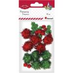 TITANUM Glitter pompons red, green 30pcs