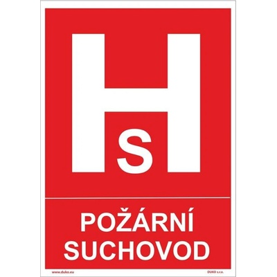 DUKO POŽÁRNÍ SUCHOVOD se symbolem a textem Formát: 148 x 210 mm, Materiál: samolepící vinylová fólie