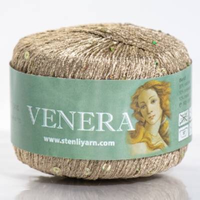 Stenli Příze Příze Venera - viskóza s flitry - 6602 cappucino zlaté flitry