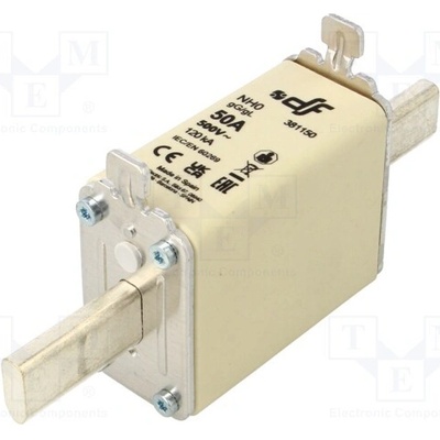 DF ELECTRIC 381150 Pojistka: tavná; 50A; 500VAC; 250VDC; gG; keramická; NH0