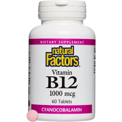 Natural Factors Vitamin B12 Cyanocobalamin, 1000 mcg, 60 таблетки, Natural Factors (1245 NF)