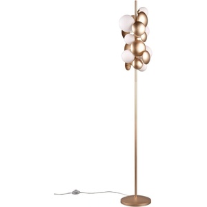 TRIO Подова лампа със стъклен абажур в златисто и бяло (височина 155 cm) Bubble - Trio Select (417400779)