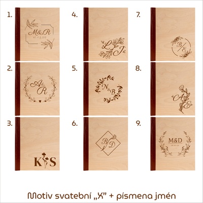 GEDEON Fotoalbum na fotorůžky 24x29 cm 40 stran Wood bronze GRAVÍR Rozměr: Rozměr do 225 cm2, Motiv gravíru: Motiv svatební "X" + písmena jmen