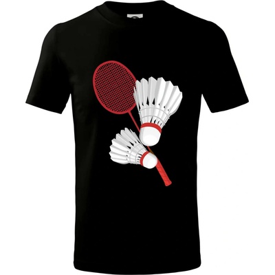 Badminton pálka a košík tričko dětské bavlněné černá