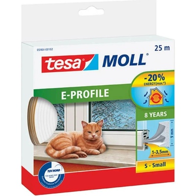Tesa Těsnění E-profil samol. 25m/4x9mm bílé