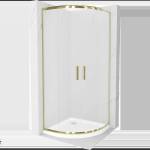 Mexen Rio душ кабина полукръгла 80 x 80 см, матирана, златна + поддушник Flat, (863-080-080-50-30-4110G)