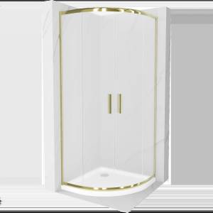 Mexen Rio душ кабина полукръгла 80 x 80 см, матирана, златна + поддушник Flat, (863-080-080-50-30-4110G)