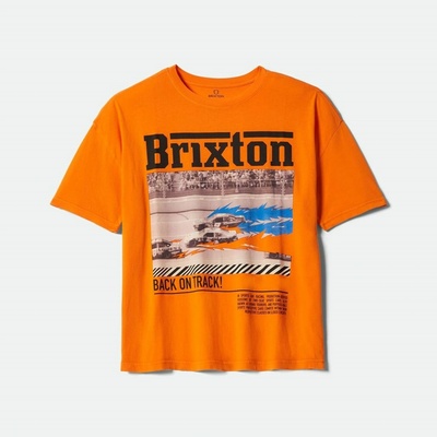 BRIXTON tričko Back On Track Oversized Bf Tee Permission Orange PEROR
