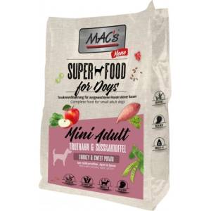 MAC's Monoprotein Mini Adult GRAIN FREE - суха храна с прясно пуешко и сладък картоф за дребни и мини породи с чувствителен стомах 0, 750 кг - Германия - 90582