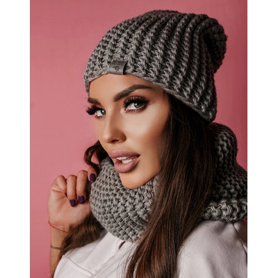 Fashionweek dámský zimní set čepice + šála komin NB1027 šedý